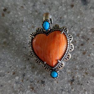 American West Sterling Orange Spiny & Sleeping Beauty Turquoise Enhancer